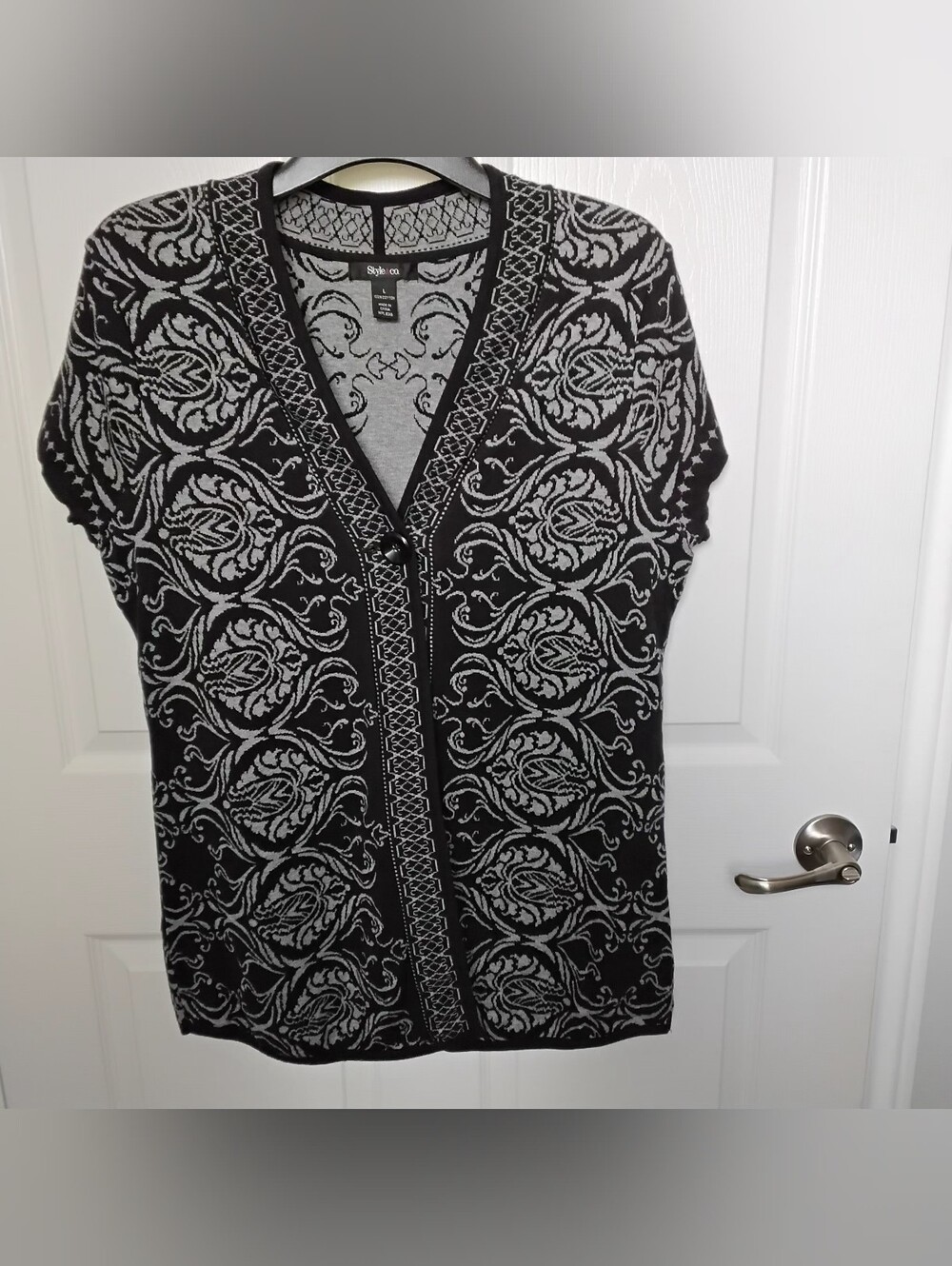 Style & Co. Short Sleeve Open Front Sweater Vest 100% Cotton Size Lg